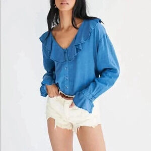 Free People Button Down Denim Top